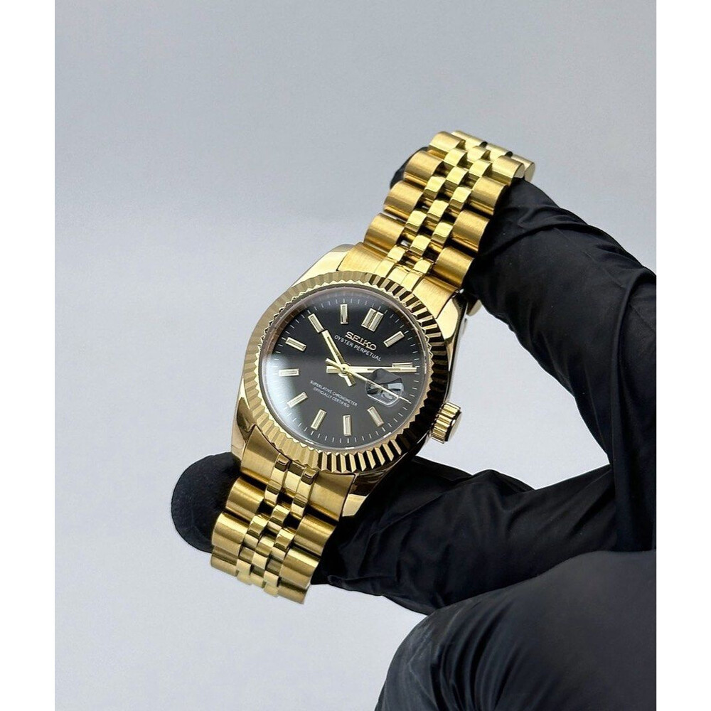 Custom Seiko Mod • Black Gold DateJust • 31mm - E&S Watches
